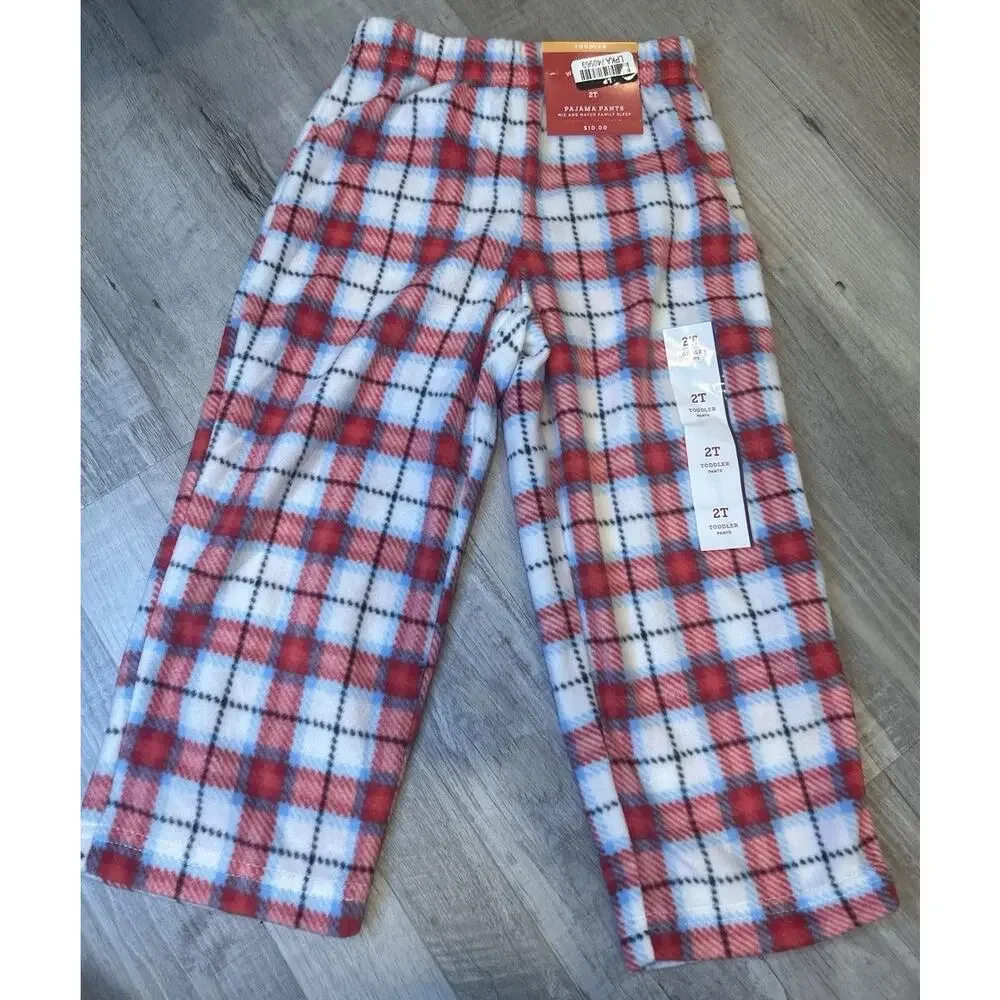 Wondershop At Target Kids 2T Pajama Pants Red Blue White Plaid Fleece Sleepwear
